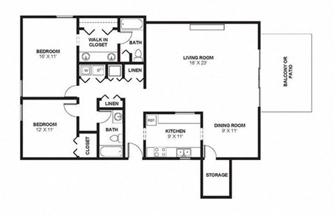 Two Bed Two Bath 1475 Square Feet at The Bridges at Foxridge, Mission, KS, Kansas